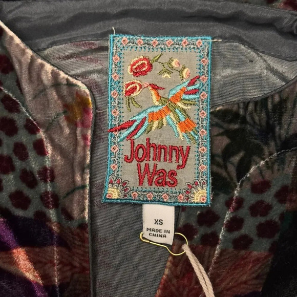 New JOHNNY WAS Grace Tessa Tunic Multicolor Floral Velvet Flowy Top Women's XS - Picture 5 of 11